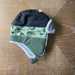 Kids Camo Black Ski Trapper Hat In One Size Only